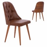 Καρέκλα με ταμπά τεχνόδερμα & ξύλινη καρυδί πλάτη estrella