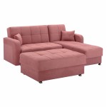 Καναπές - Κρεβάτι γωνιακός βελούδο σάπιο μήλο με αναστρέψιμη γωνία, 3 αποθηκευτικούς χώρους & σκαμπώ berra