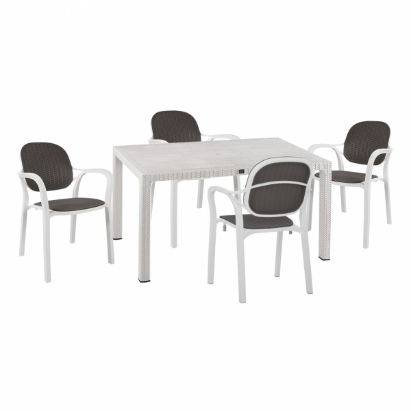 Σετ τραπεζαρίας 5τμχ ( τραπέζι & 4καρέκλες άσπρες) 